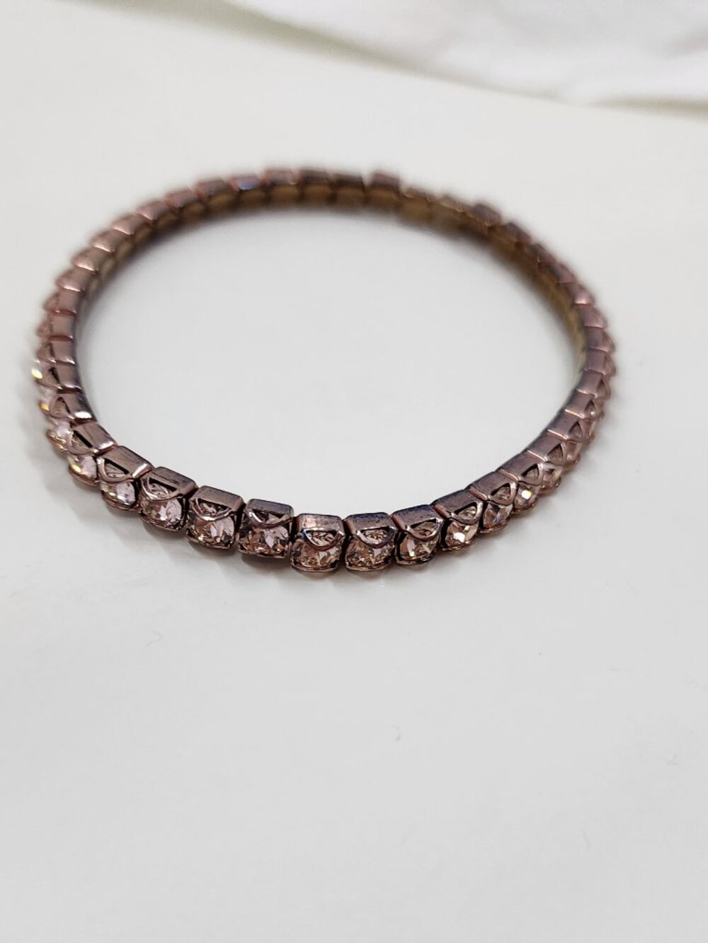 Touchstone Crystal Rose Gold Silk Stretch Bracelet